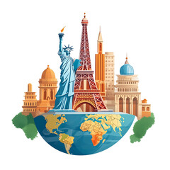 Obraz premium World Travel and Monuments PNG