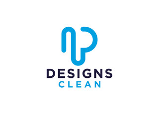 Abstract Initial Letter P Logo. Blue Shape with Line isolated on White Background. Usable for Business and Branding Logos.