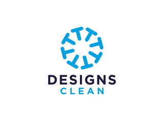 Abstract Initial Letter T Logo. Blue Geometric Shape Line Symbol Arrow Style isolated on White Background. Usable for Business and People Logos.