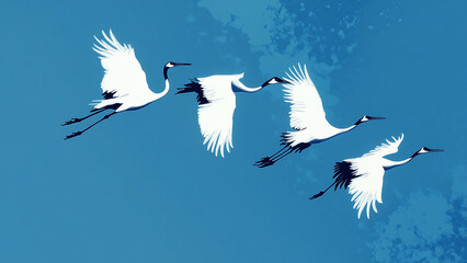 Obraz premium Cranes in Blue Sky