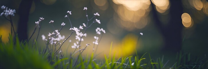 Meadow flowers with blurry background, bokeh effect