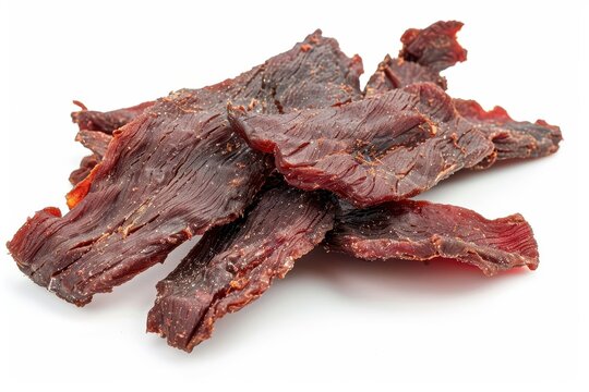 Beef jerky isolated on white background