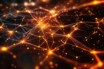 Obraz premium A glowing, intricate web of interconnected nodes and lines, symbolizing the complex neural networks of AI