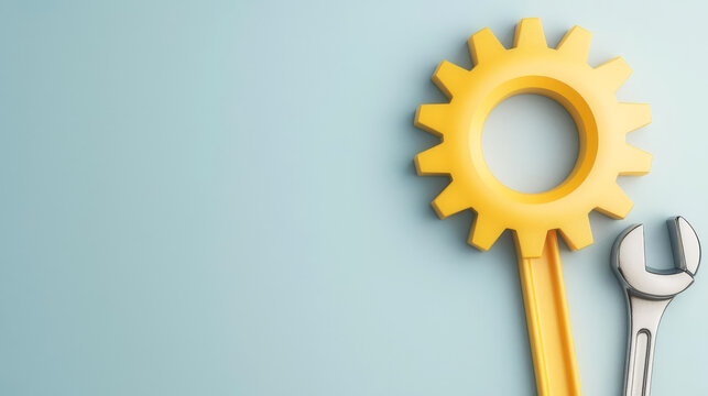 Gear and wrench, indicating management adjustments for productive