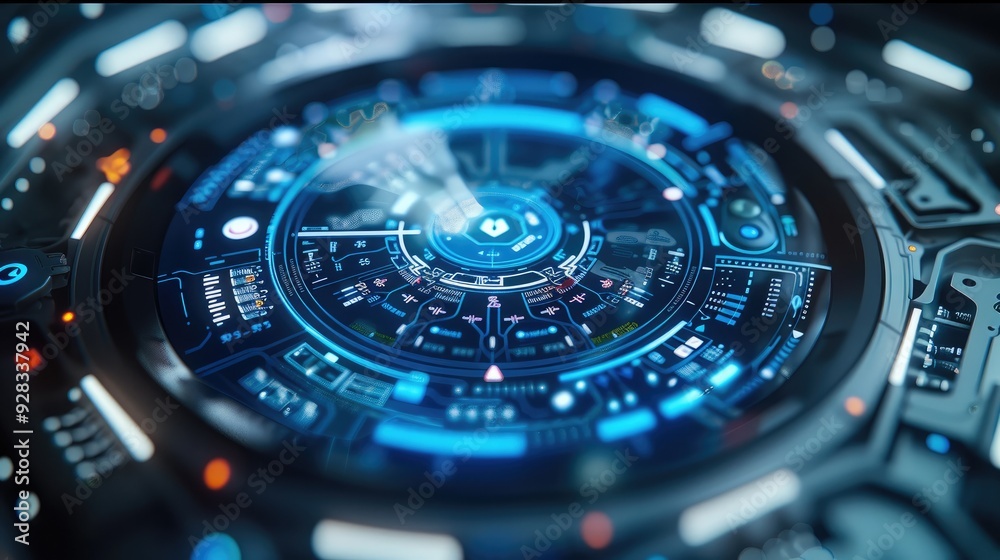 Leinwandbilder a futuristic monitoring system with real-time biometric data streaming, ai-driven health alerts, and