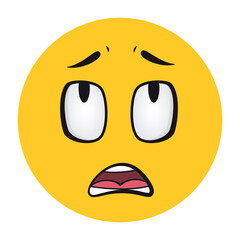 Cartoon faces. Funny face expressions, caricature emotions. Cute character with expressive eyes and mouth, smiley emoticon happy tongue emoticon