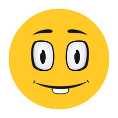 Cartoon faces. Funny face expressions, caricature emotions. Cute character with expressive eyes and mouth, smiley emoticon happy tongue emoticon