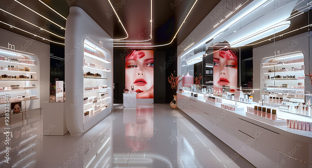 Aufkleber A virtual cosmetics store where users can apply makeup through an app. Generative AI.