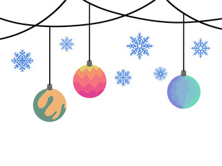 Christmas Ball Border Snowflake Clip Art Illustration