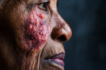 Obraz premium A woman with a red rash on her face
