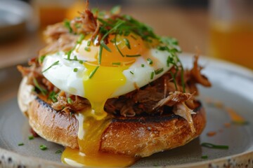 Brunch with Pulled Pork Benedict and Egg