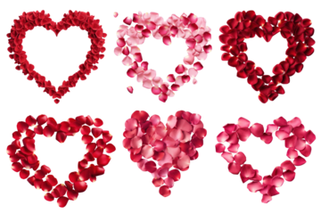 PNG rose petal heart element set, transparent background