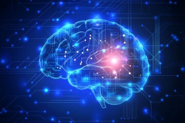 Obraz premium Digital Brain with Circuitry