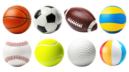 Obraz premium Sport ball png element set, transparent background