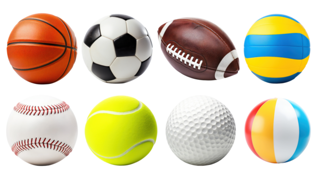 Sport ball png element set, transparent background