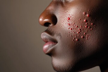A man with a red rash on his face