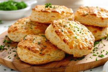 Buttermilk biscuits displayed on a white background