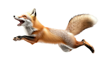 A dynamic and vibrant image of a fox leaping, showcasing its agility and beauty in nature.