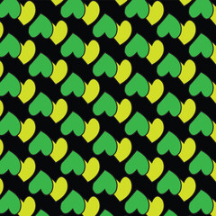 Stylish vector pattern featuring seamless vertical double hearts in grey and yellow. Perfect for backgrounds, textiles, and modern designs.