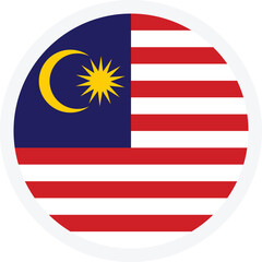 Flag of Malaysia. Vector round icon on transparent background. Icon for mobile apps, UI and web design. EPS10