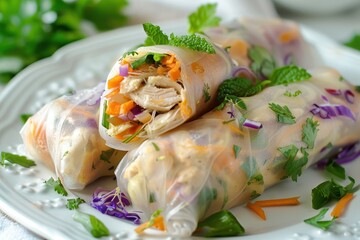 Chicken and Veggie Rolls like Chinese Spring Rolls