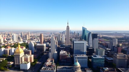 Obraz premium High-rise buildings cityscape in metropolis city center . Downtown business district in panoramic view