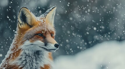 Fototapeta premium Red Fox in Winter Snowfall