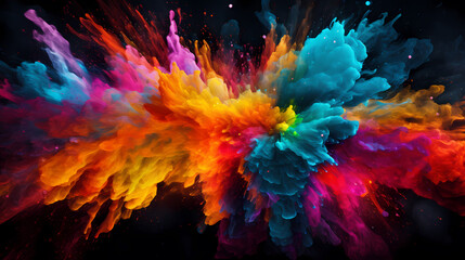 Naklejka premium Colorful paint explosion creates abstract art illustration
