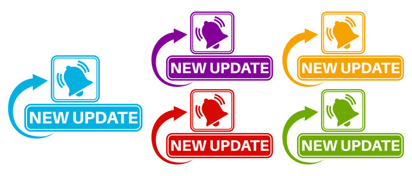 set collections colourful trendy new update icon. New upgrade label. reminder symbol notification sign design template vector illustration