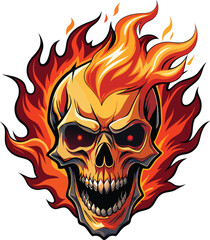 Abstract Flaming Skull T-Shirt - Intense and Contrasting Art