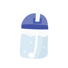 Isolated illustration of a baby water drink bottle. Blue color drink .