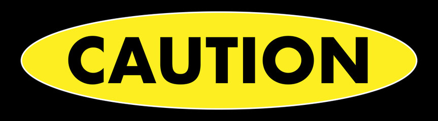 Caution banner, warning road sign traffic symbol vector on black background