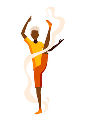 Contemporary and classical dancing. Dancer character design. Flat illustration. Modern dance style. Hip-hop, break, ballet
