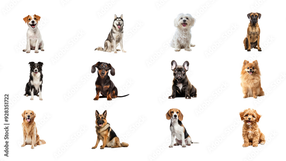 Canvas Prints png dog sitting design element set, transparent background