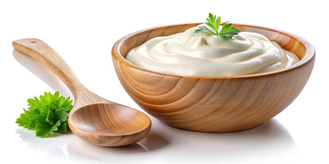 ​A bowl and spoon of vanilla cream