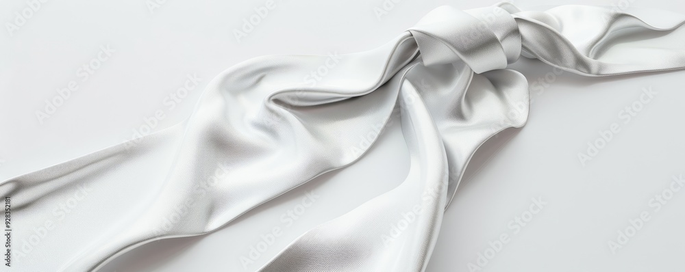 Canvas Prints White silk tie on white background, 4K hyperrealistic photo