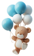Naklejka premium PNG Cute bear with balloons