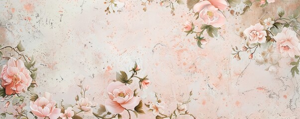 Vintage floral wallpaper with delicate patterns, 4K hyperrealistic photo
