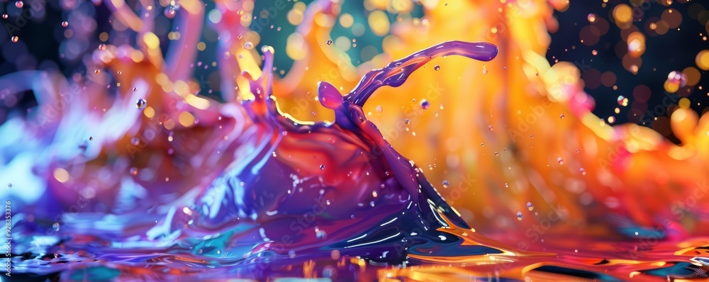 Wall mural Vibrant color splashes in dynamic motion, 4K hyperrealistic photo