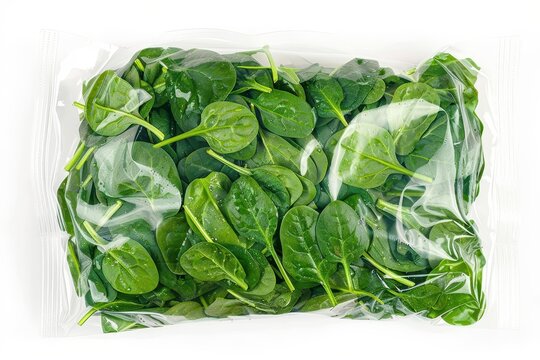 Clipping path for plastic bag with spinach salad