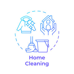 Home cleaning blue gradient concept icon. Residential cleanliness, hygiene maintaining. Round shape line illustration. Abstract idea. Graphic design. Easy to use in infographic, presentation