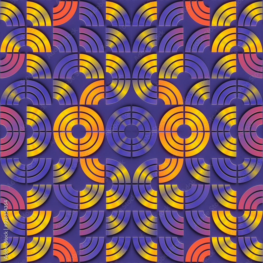 Fototapete Digital illustration of a symmetrical pattern of intertwining shapes. 3d rendering