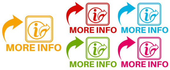 set more info icon symbol. know more information sign sticker label template design vector illustration