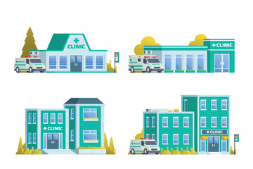 Vector illustration element of medical clinic building flat design style for city and background illustration	
