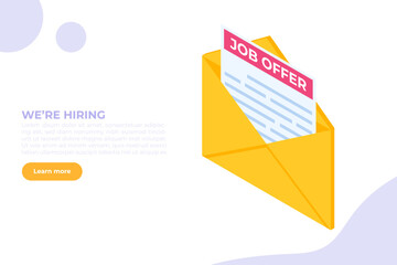 Job offer, start career concept. Vector illustrations for banner, website, landing page, flyer.