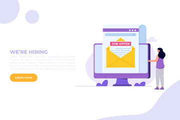 Job offer, start career concept. Vector illustrations for banner, website, landing page, flyer.