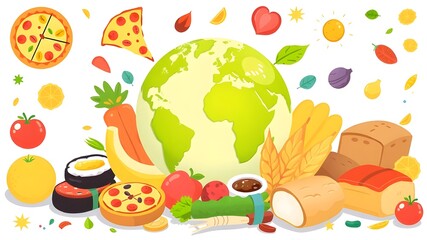 World Food Day. Save food save our world and safety lives. Poster and banner background. Food background