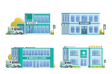 Vector illustration element of medical clinic building flat design style for city and background illustration	