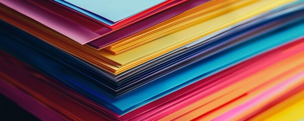 Stack of colorful paper, 4K hyperrealistic photo