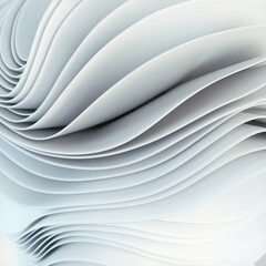 Fototapeta premium Abstract smooth waves of white fabric strips. 3d rendering illustration